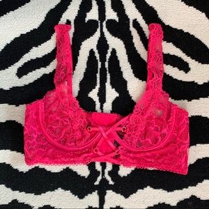 Fredericks Of Hollywood Sheer Lace Bra With Corset Bustier Lace Front Size Med